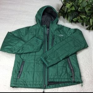 LL Bean Green Quilted Long Sleeve Hoodie Jacket S